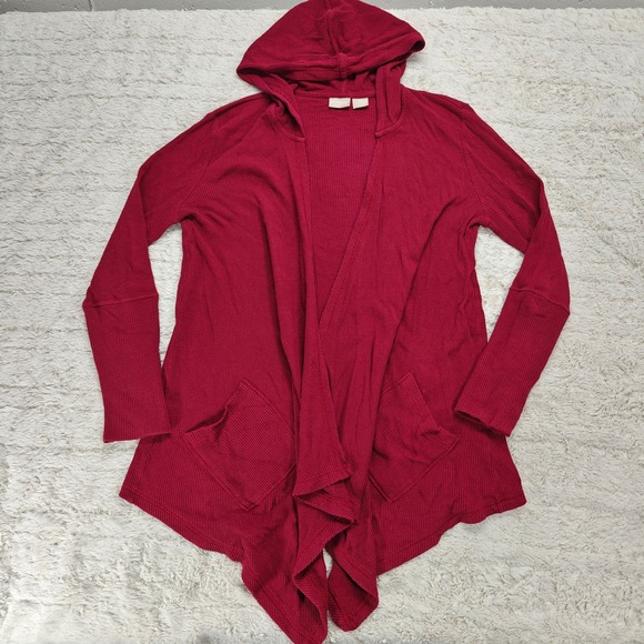 Zenergy by Chico's Sweaters - Chicos Zenergy Hooded Cardigan Womens 0P‎ Waffle Knit Open Front Indie Normcore